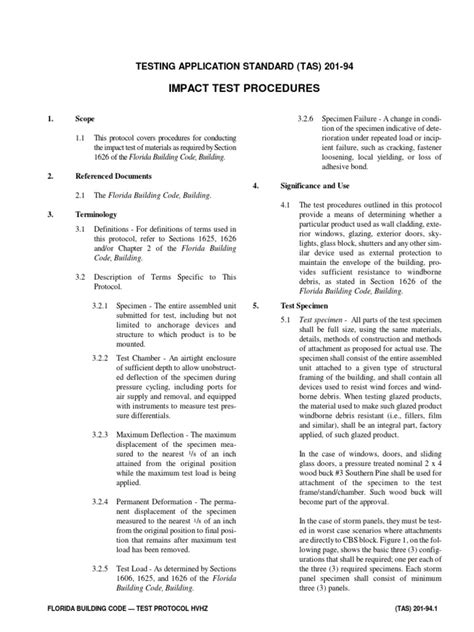 impact test standards|tas 201 impact test procedures.